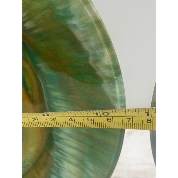 Hydro Dip Style Painted 10.5" Plates Platters Retro Groovy Decor Set Of 2 - Picture 3 of 14